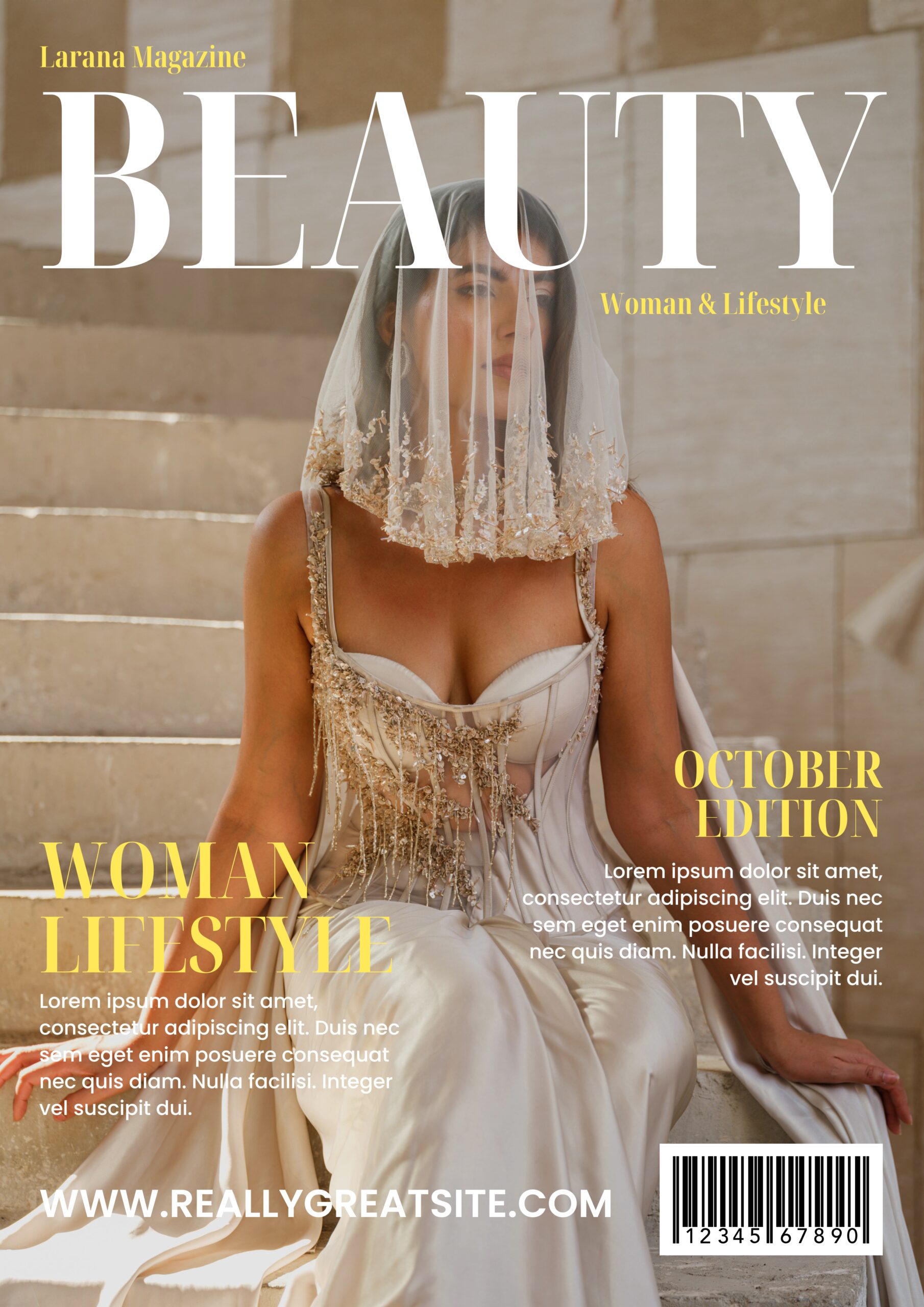 Yellow Brown Minimalist Beauty Magazine Cover